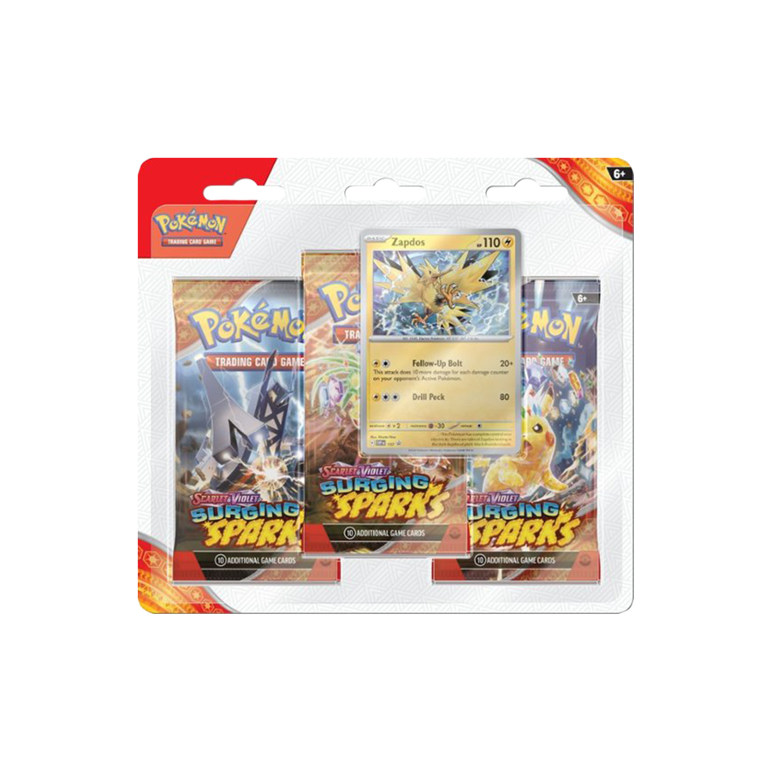 Pokemon Surging Sparks 3 Pack Blister Set of 2 (each promo art