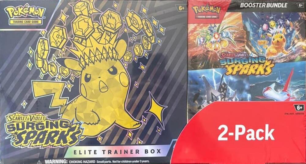 pokemon etb or booster box Pokemon Costco Surging Sparks ETB + Booster Bundle – 763 Collectibles