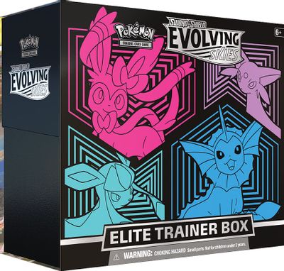 Pokemon Evolving Skies Elite Trainer Box - Glaceon/Vaporeon/Sylveon/Espeon (Dent in back bottom corner - see photos)