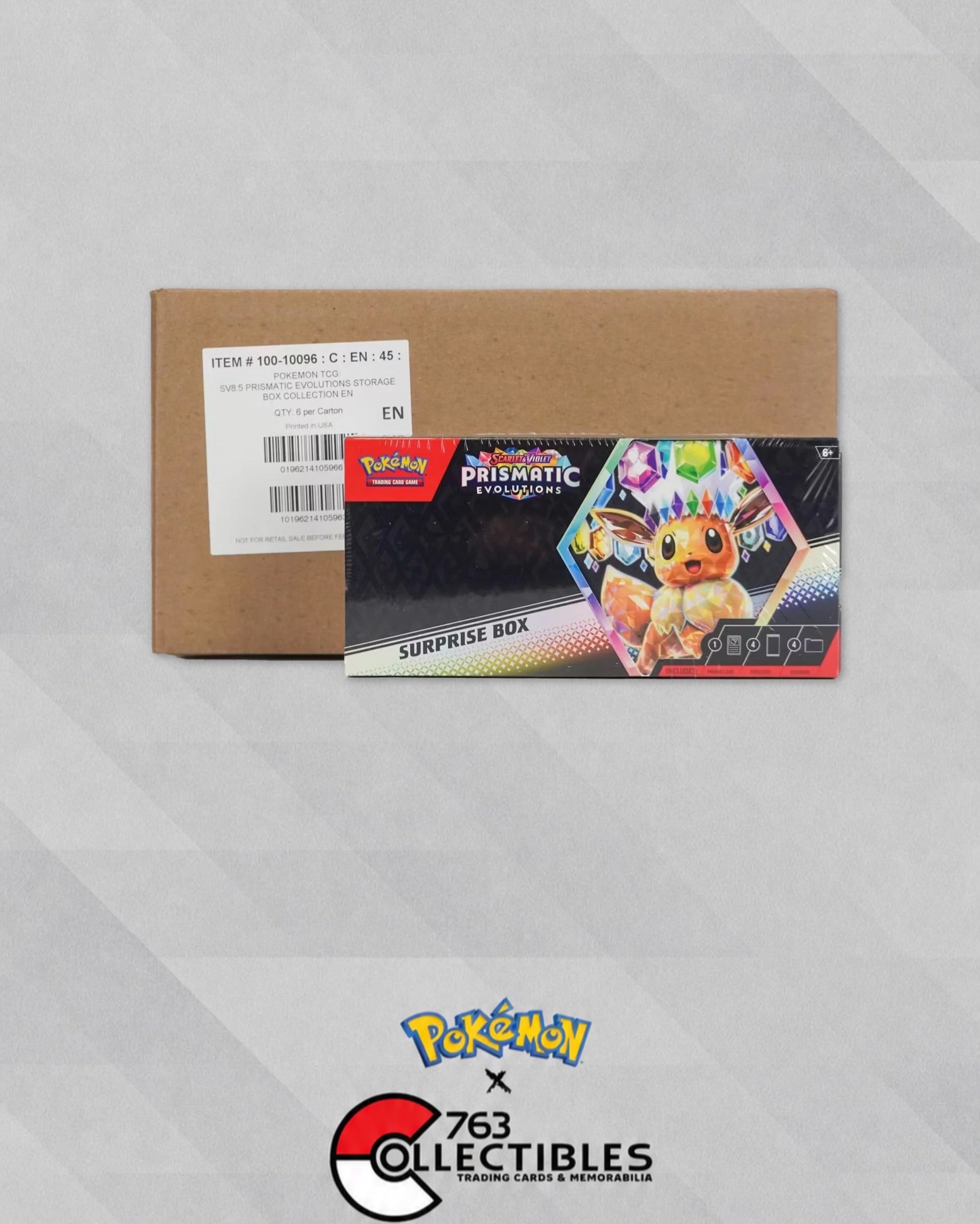 Pokemon Prismatic Evolutions Surprise Box Case (6 Surprise Boxes