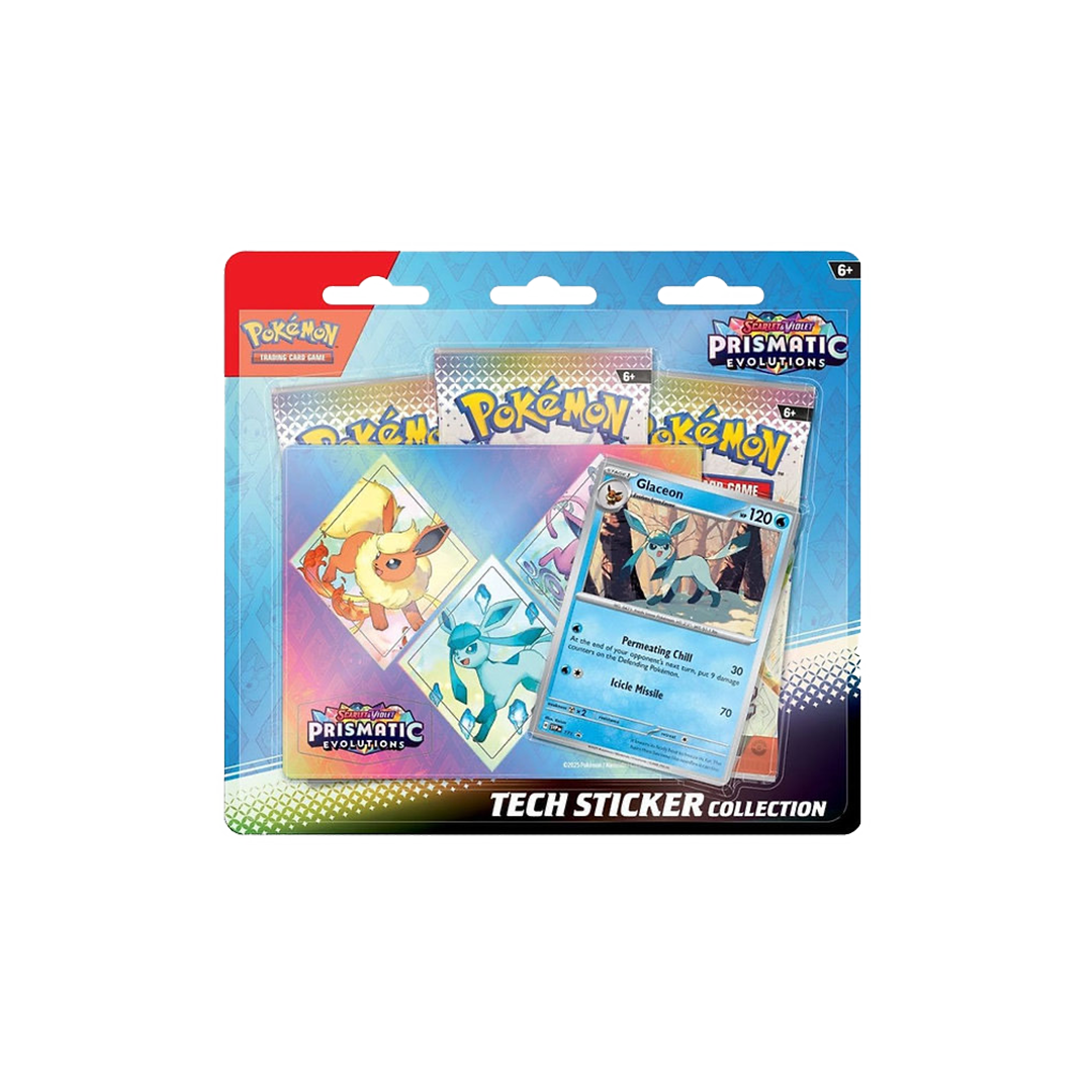 pokemon trading card game prismatic evolutions blister Pokemon Prismatic Evolutions 3 Pack Tech Sticker Collection (Each Prom –  763 Collectibles
