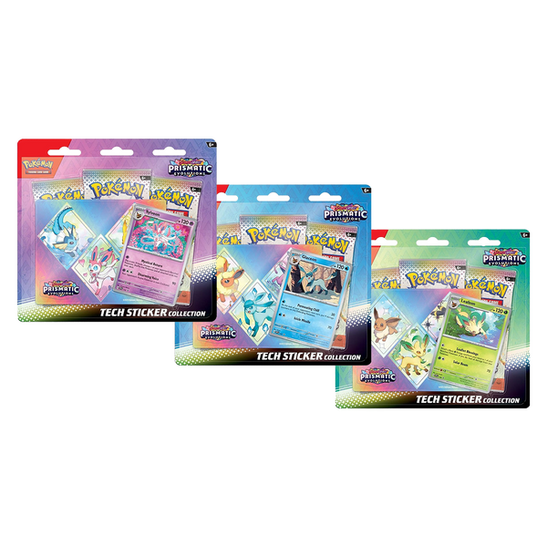 Pokemon Prismatic Evolutions 3 Pack Tech Sticker Collection (Each Promo Art) ** Pre Order 01/17/25 Release Date **