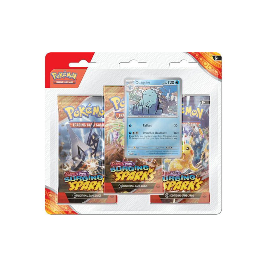 Pokemon Surging Sparks 3 Pack Blister Set of 2 (each promo art) 763 Collectibles Pokemon Surging Sparks 3 Pack Blister Set of 2 (each promo art) 763 Collectibles
