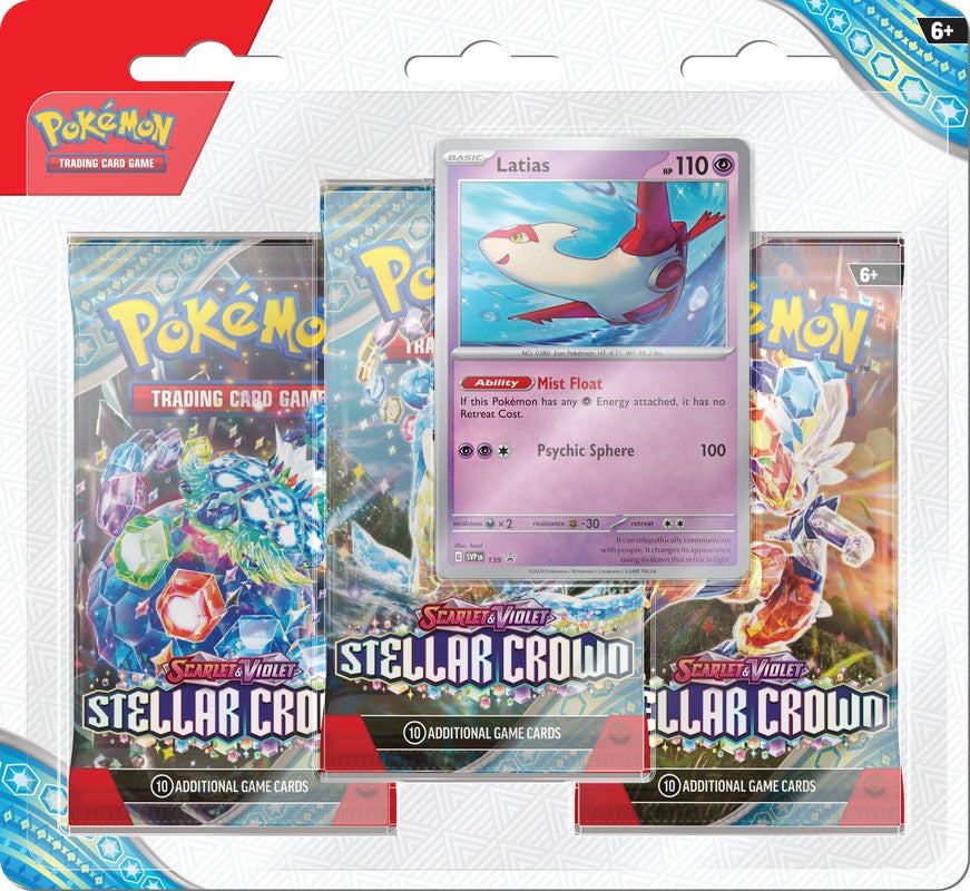 Pokemon Stellar Crown 3 Pack Blister Set of 2 (each promo art)