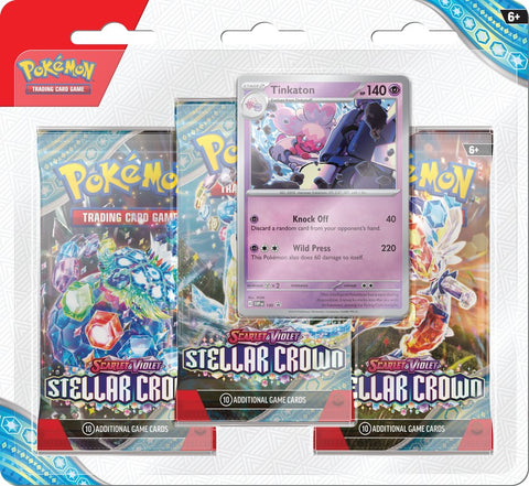 Pokemon Stellar Crown 3 Pack Blister (Tinkaton)