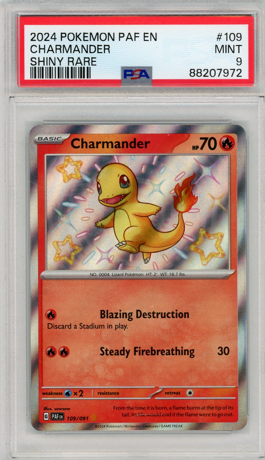 PSA 9 Charmander Shiny Paldean Fates #109