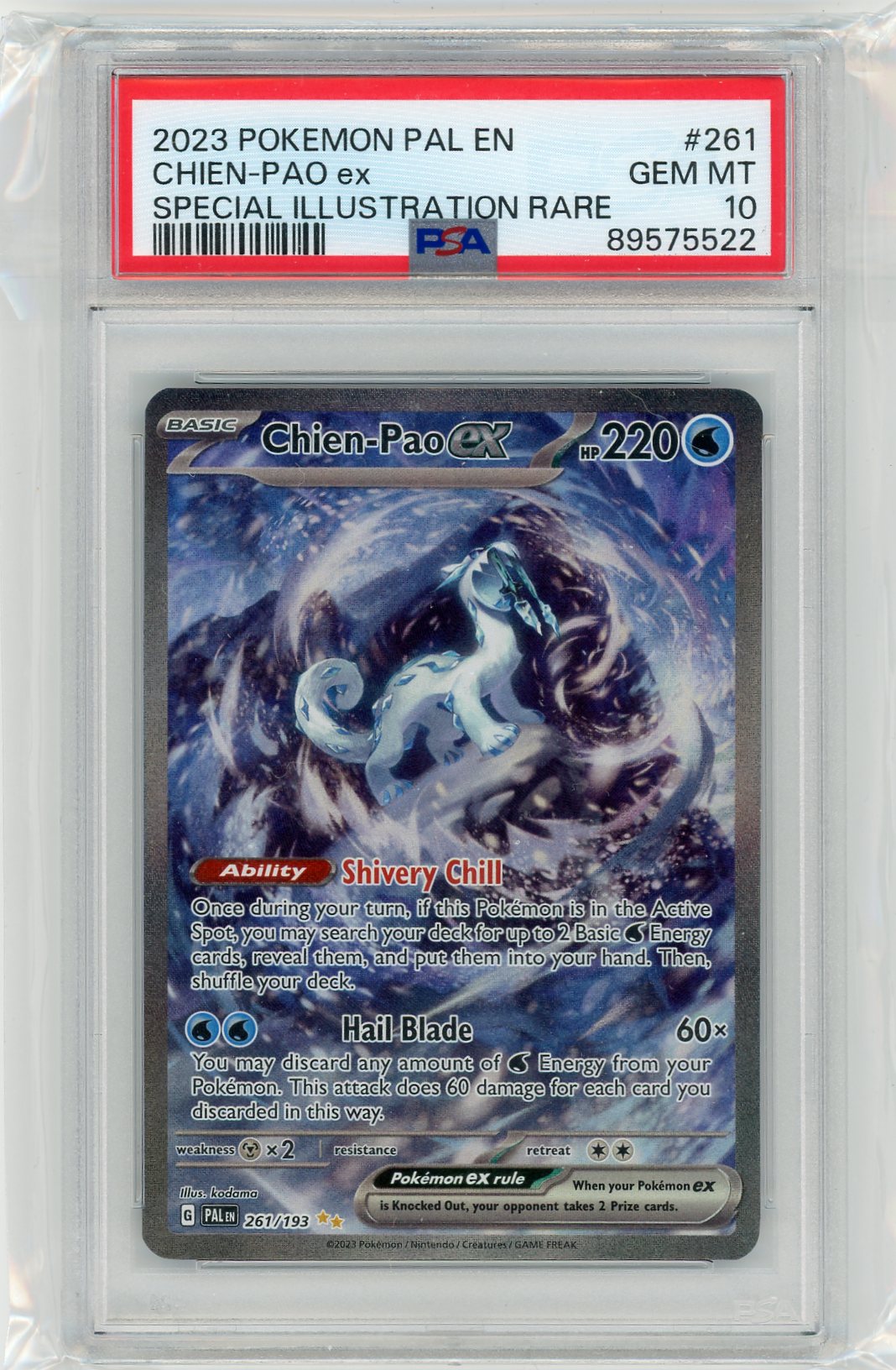 PSA 10 Chien-Pao Ex Paldea Evolved #261 763 Collectibles PSA 10 Chien-Pao Ex Paldea Evolved #261 763 Collectibles