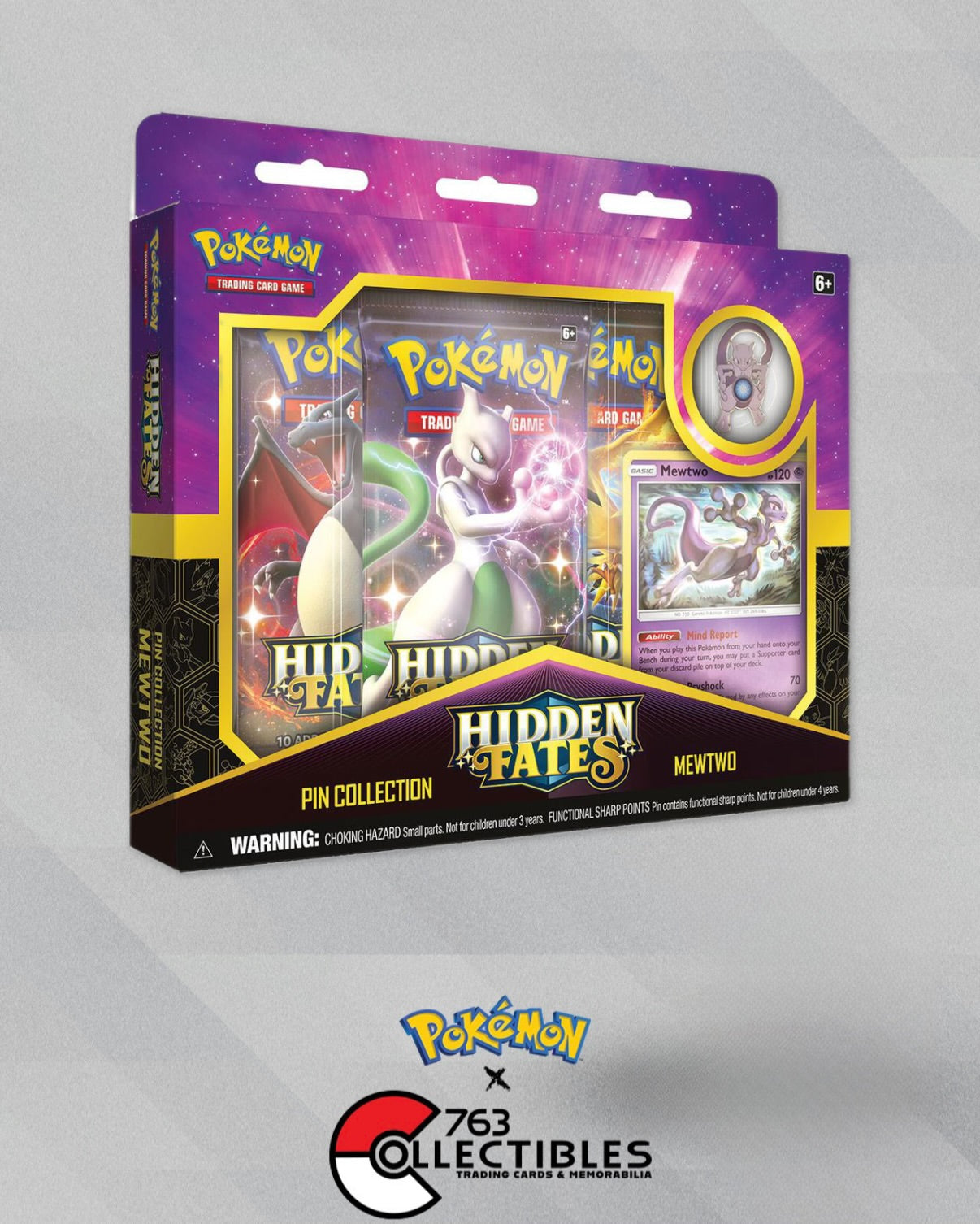 Pokemon Hidden Fates Mewtwo Pin Collection – 763 Collectibles