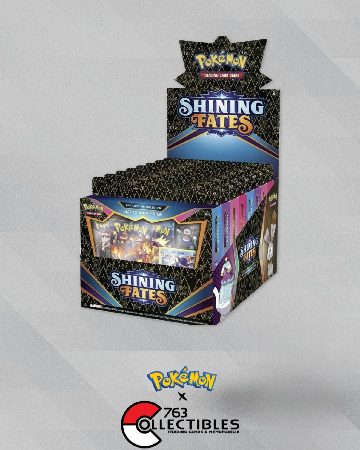 Pokemon Shining Fates Mad Party Pin Collection Display – 763 Collectibles
