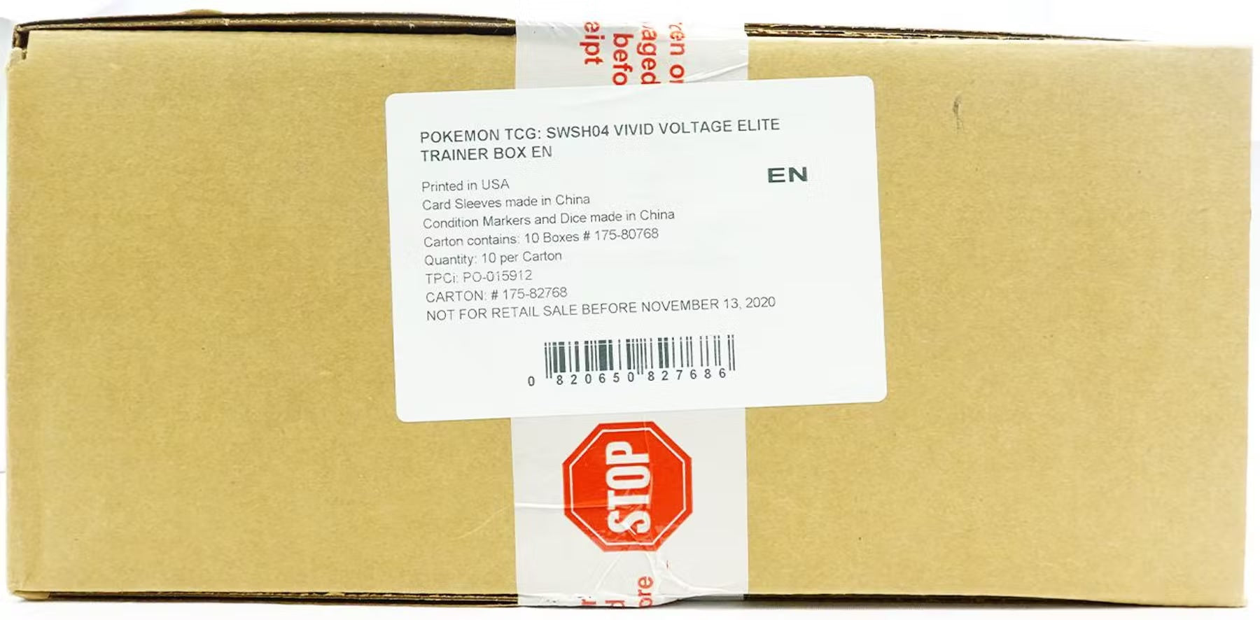 Pokemon Vivid Voltage Elite Trainer Box Case (factory sealed)
