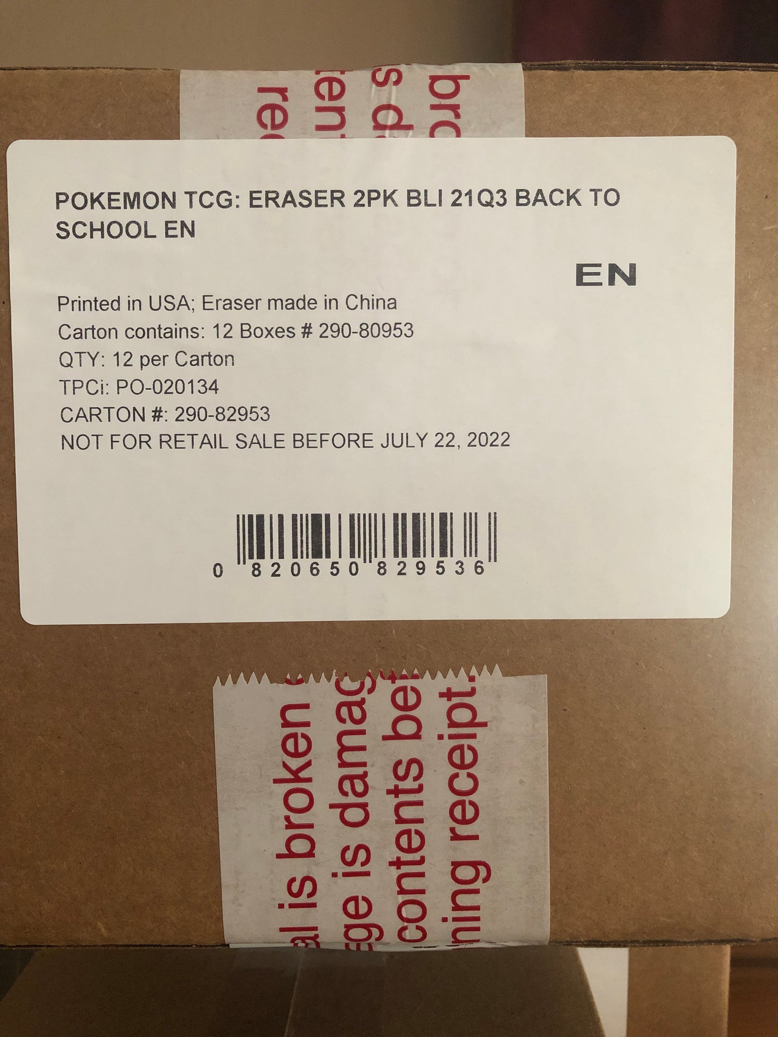 Pokemon Back to School Eraser Blister - Factory Sealed Case
