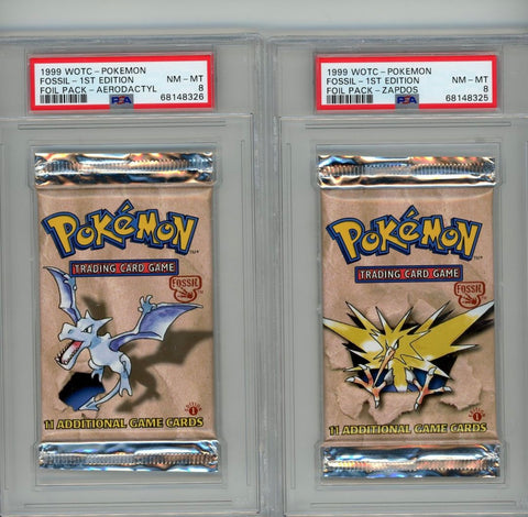 PSA 9/8/8/8 1st Edition Fossil Packs