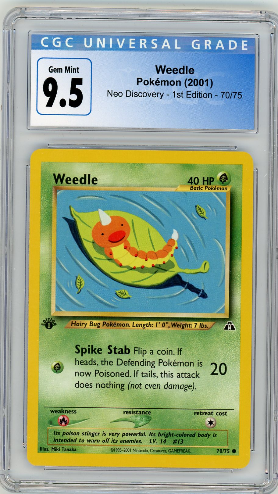 CGC 9.5 Weedle 1st Edition Neo Discovery 70/75